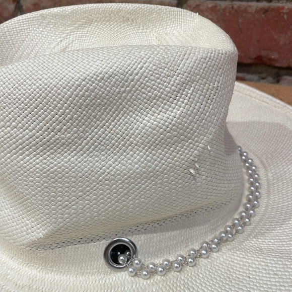 Gladys Tamez Millinery x REVOLVE Pearl Band Cowboy Handmade Hat White Size S - Picture 3 of 7